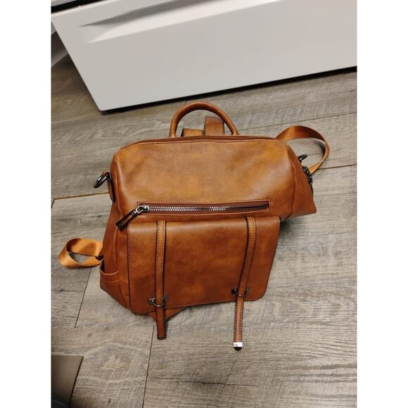 brown vegan leather backpack purse VINTAGE Small  VEGIA Bags  Vegan backpacks, vegan handbags, vegan totes & vegan laptop bags modern style THREE BOX Vegan Leather Backpack,